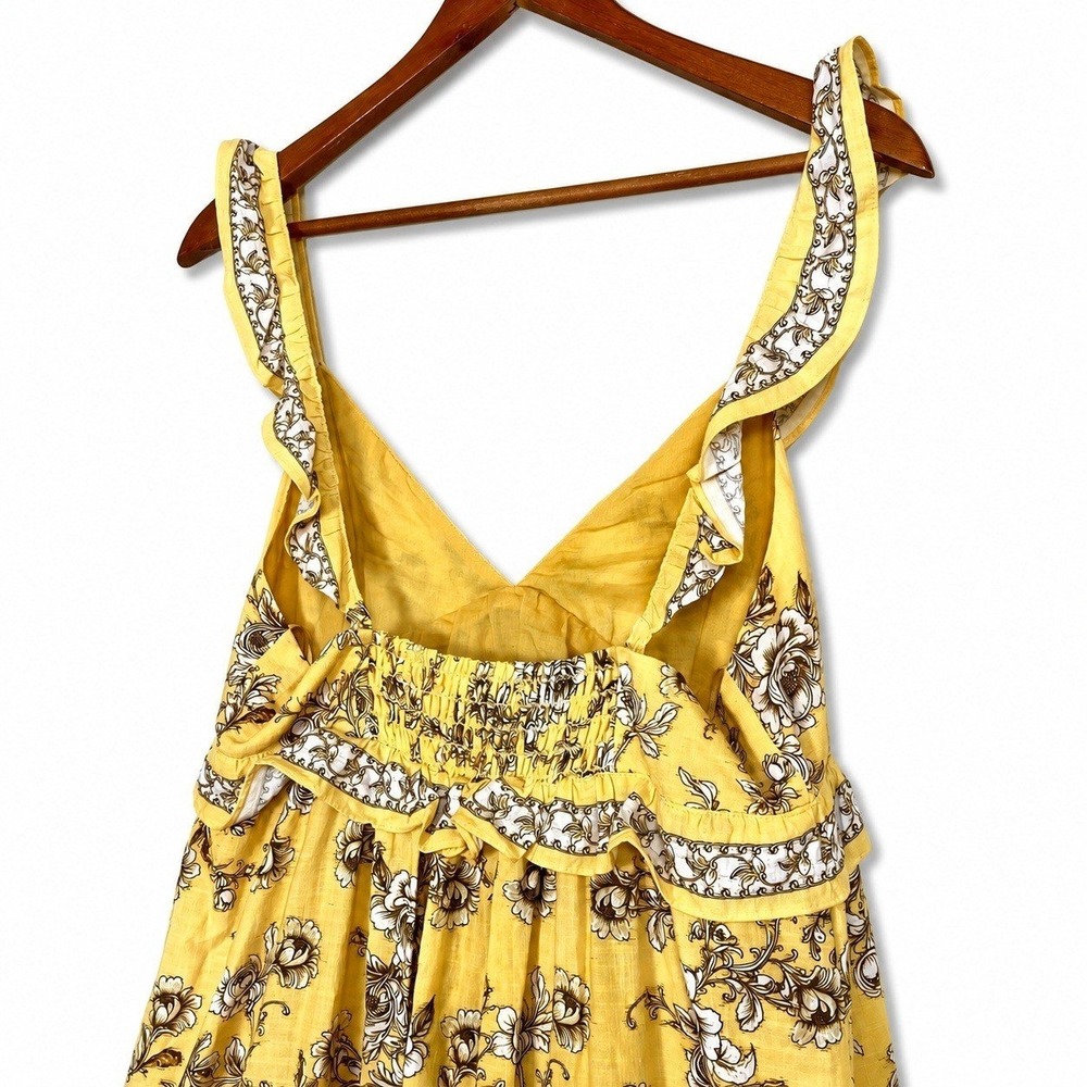 Anthropologie Max Studio $198 XS Maxi Dress Butter Yellow Boho Chic Cottagecore - Picture 5 of 7